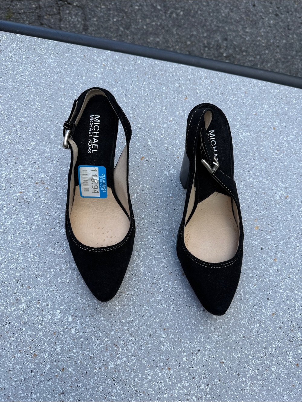 MICHAEL Michael Kors Black Suede Pointed Slingback Heels